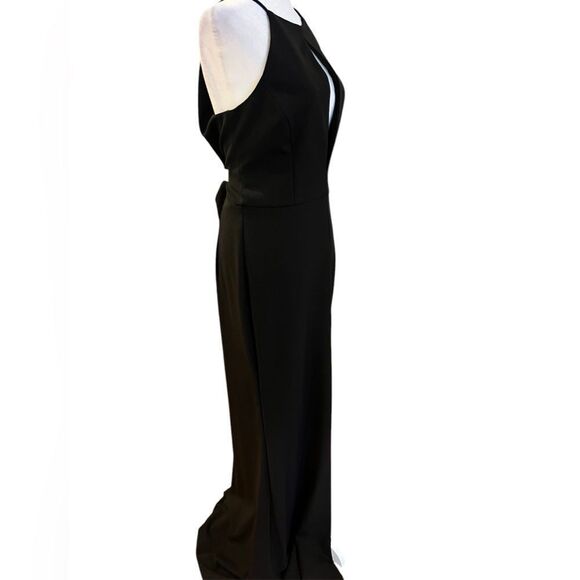 NWOT Jay Godfrey black cutout halter gown in black size 10 with front sl… - Picture 5 of 13